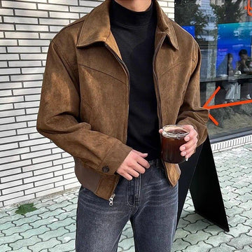 M's Vegan Suede Shacket Zipper Jacket