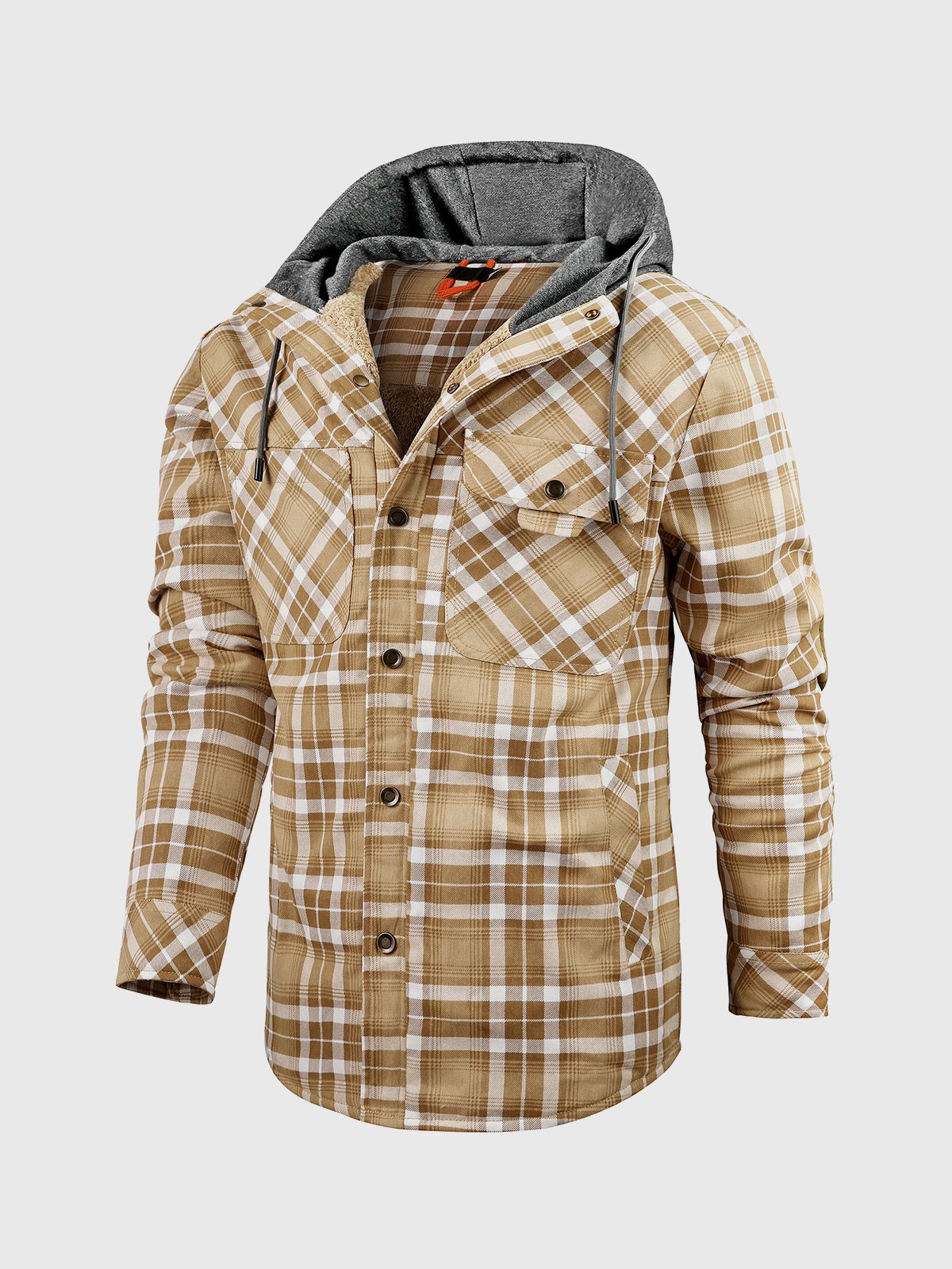 Corduroy Plaid Hooded Sherpa Lined Flannel Jacket - Ahaselected