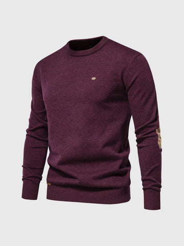 M's Crew Neck Sweater Elbow Patch Jumper