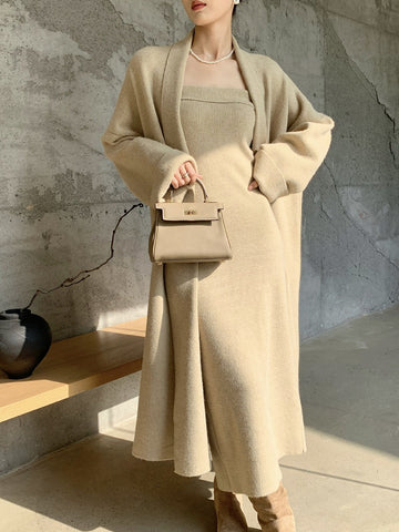 Elegant Thickened Warm Knitted Two-Piece Set