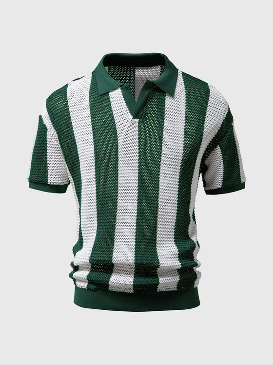 M's Resort Striped Knit Polo T-Shirt Short Sleeve - Ahaselected