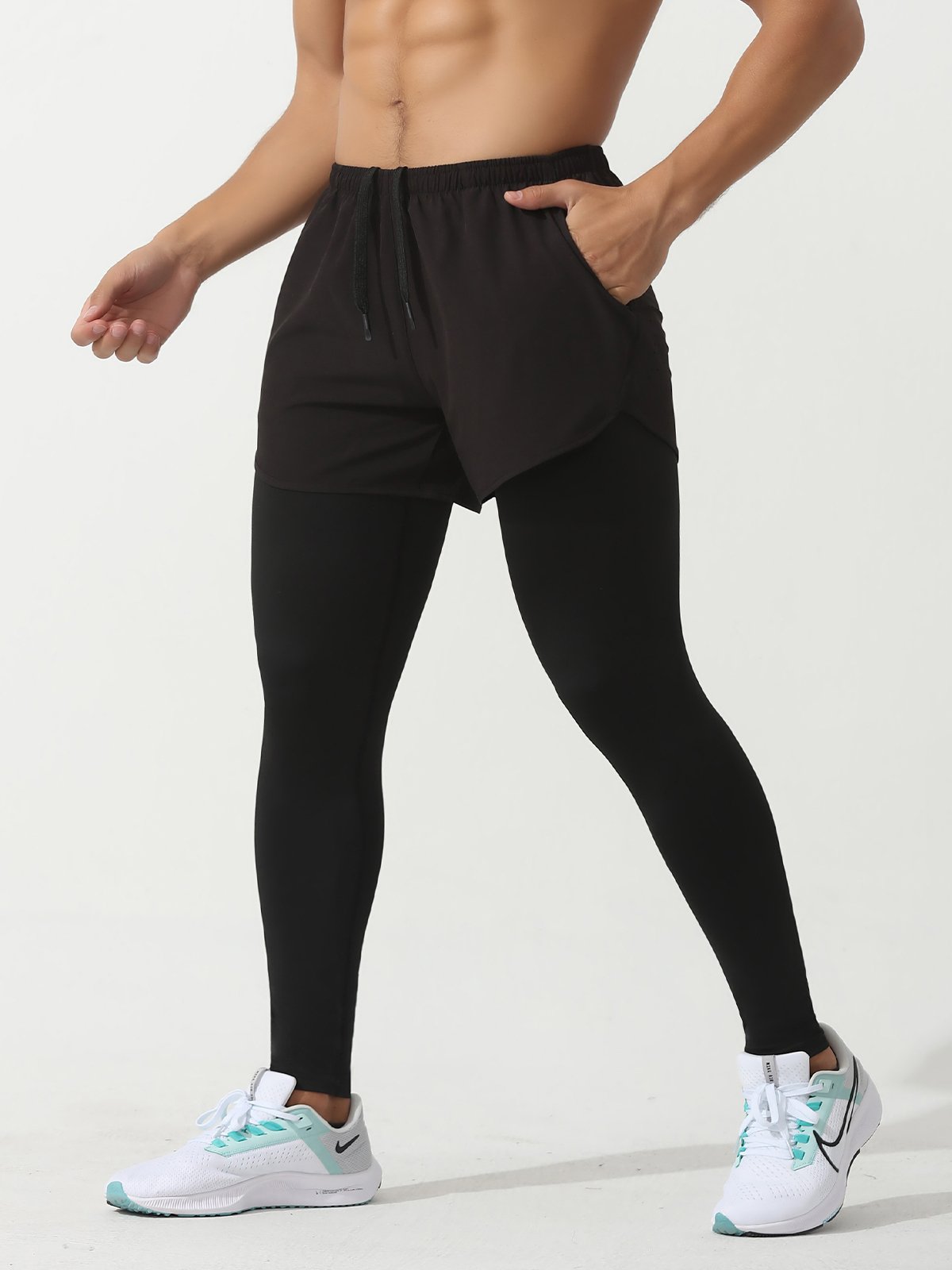 Interval Workout Pant 2 in 1 Compression Tight + Short Combo - Ahaselected