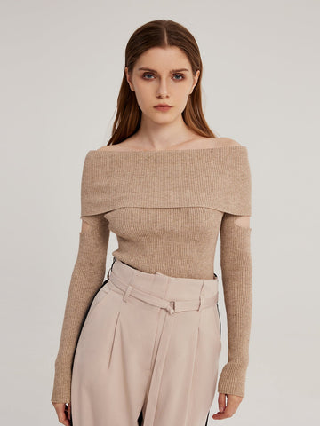 Wrap Cut Out Off Shoulder Sweater