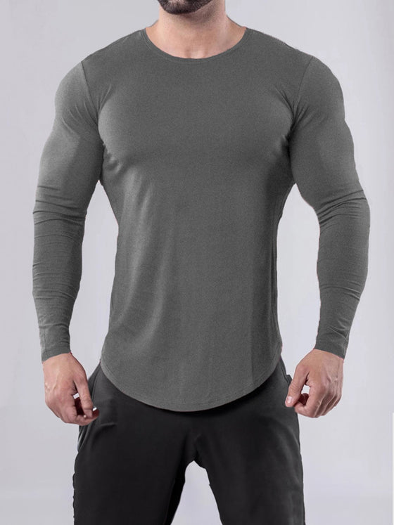 Crewneck Muscle Fit Long Sleeves T-shirt Baselayer - Ahaselected