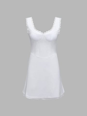 Elegant Lace Spliced Bodycon Dress