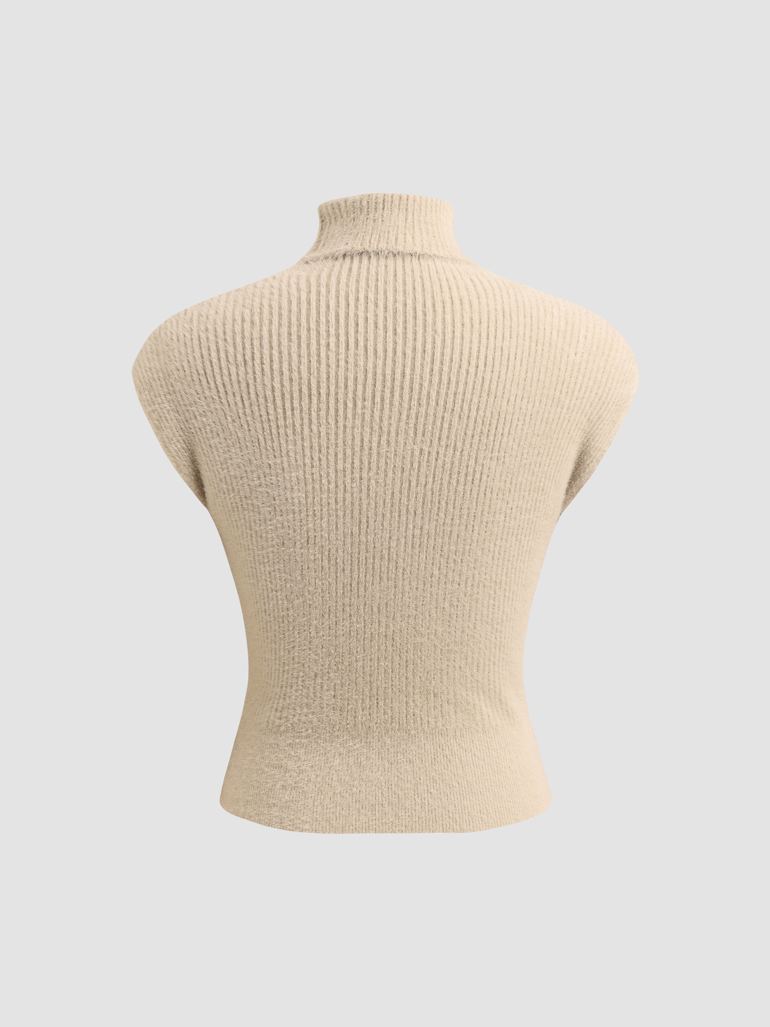Sleeveless Turtleneck Sweater Top - Ahaselected