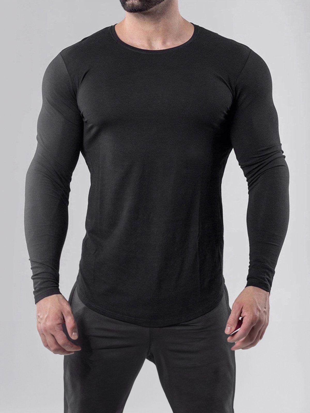 Crewneck Muscle Fit Long Sleeves T-shirt Baselayer - Ahaselected