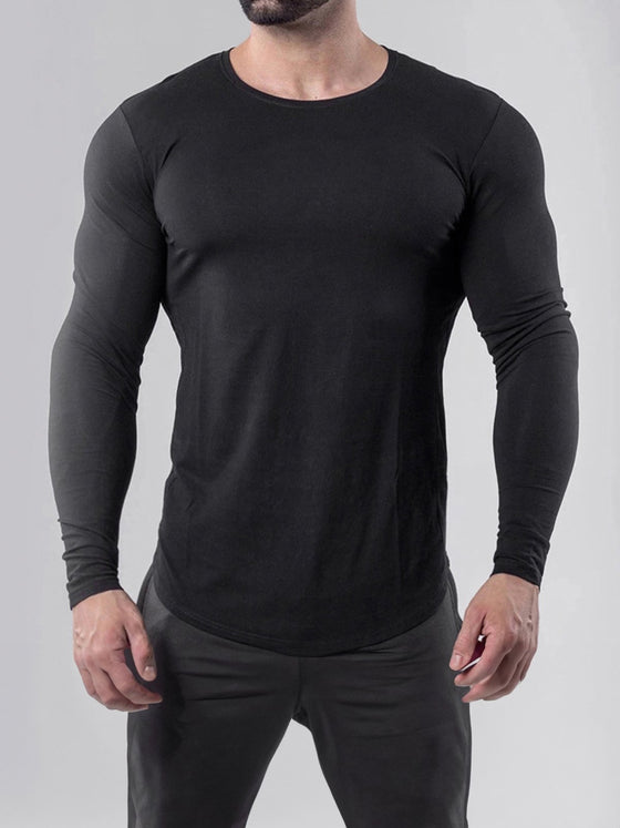 Crewneck Muscle Fit Long Sleeves T-shirt Baselayer - Ahaselected