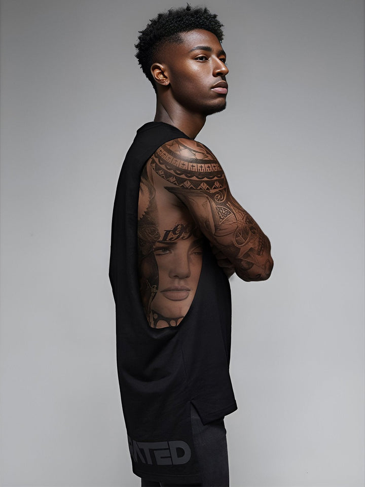 Camiseta deportiva de algodón elástico con sisa caída 