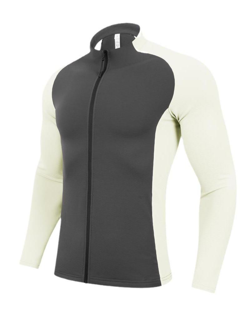 Shoulder Cut Two Tone Full Zip Long Sleeve - Ahaselected