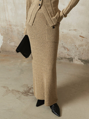 Sophisticated Knitted Straight-Cut Maxi Skirt