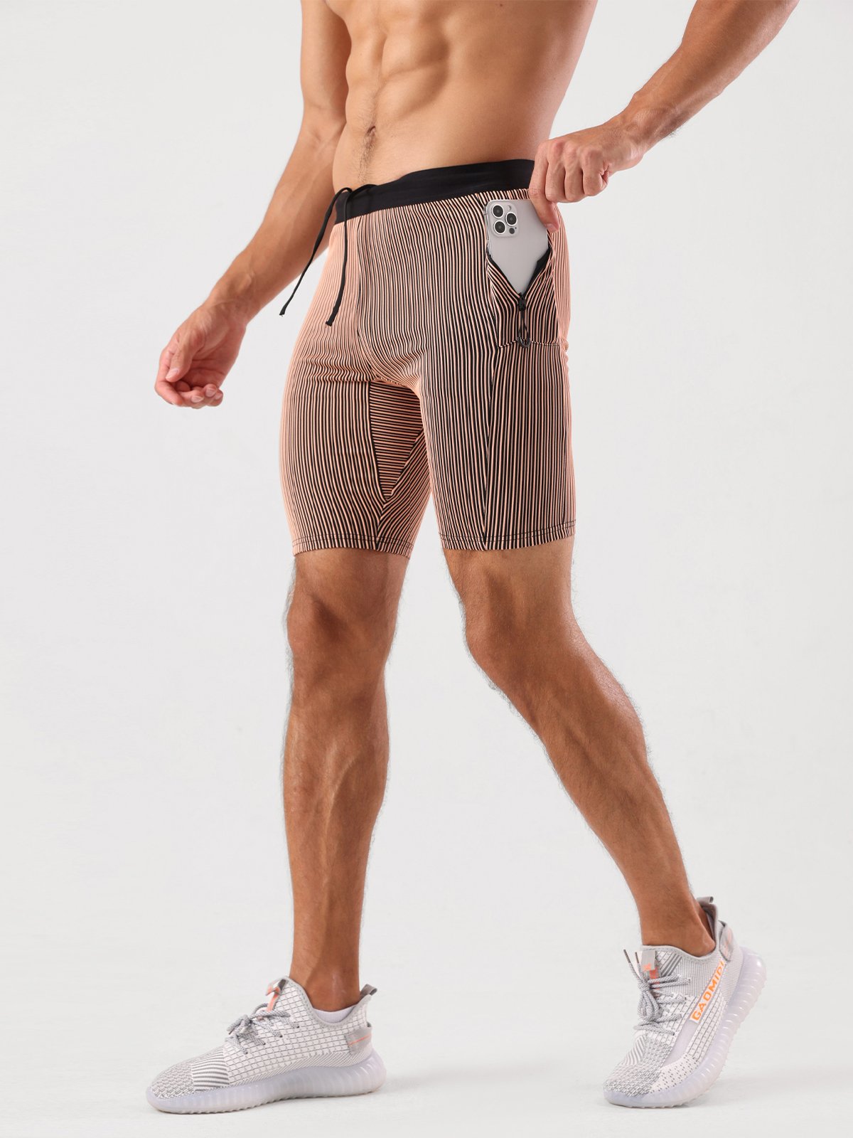 8" Pro Compression Lined Running Shorts with Zip Pockets - Ahaselected
