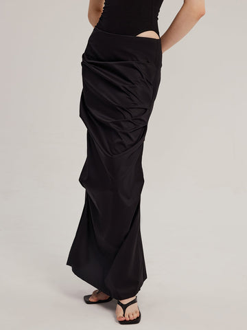 Low-waisted Ruched Maxi Skirt