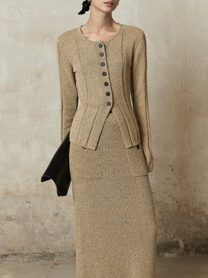 Elegant Textured Long Sleeve Knit Cardigan