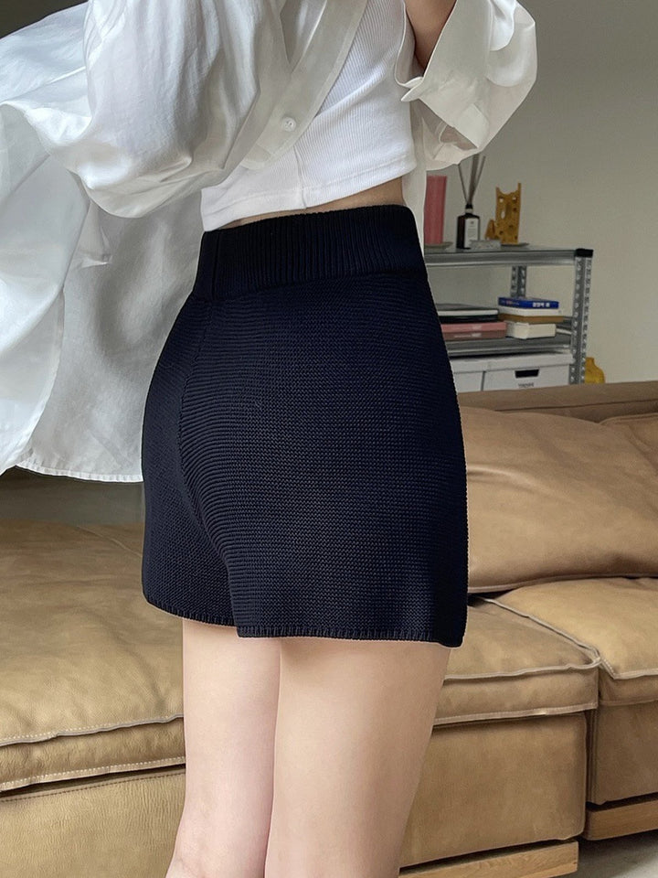 Breathable Linen-Look Knit Shorts