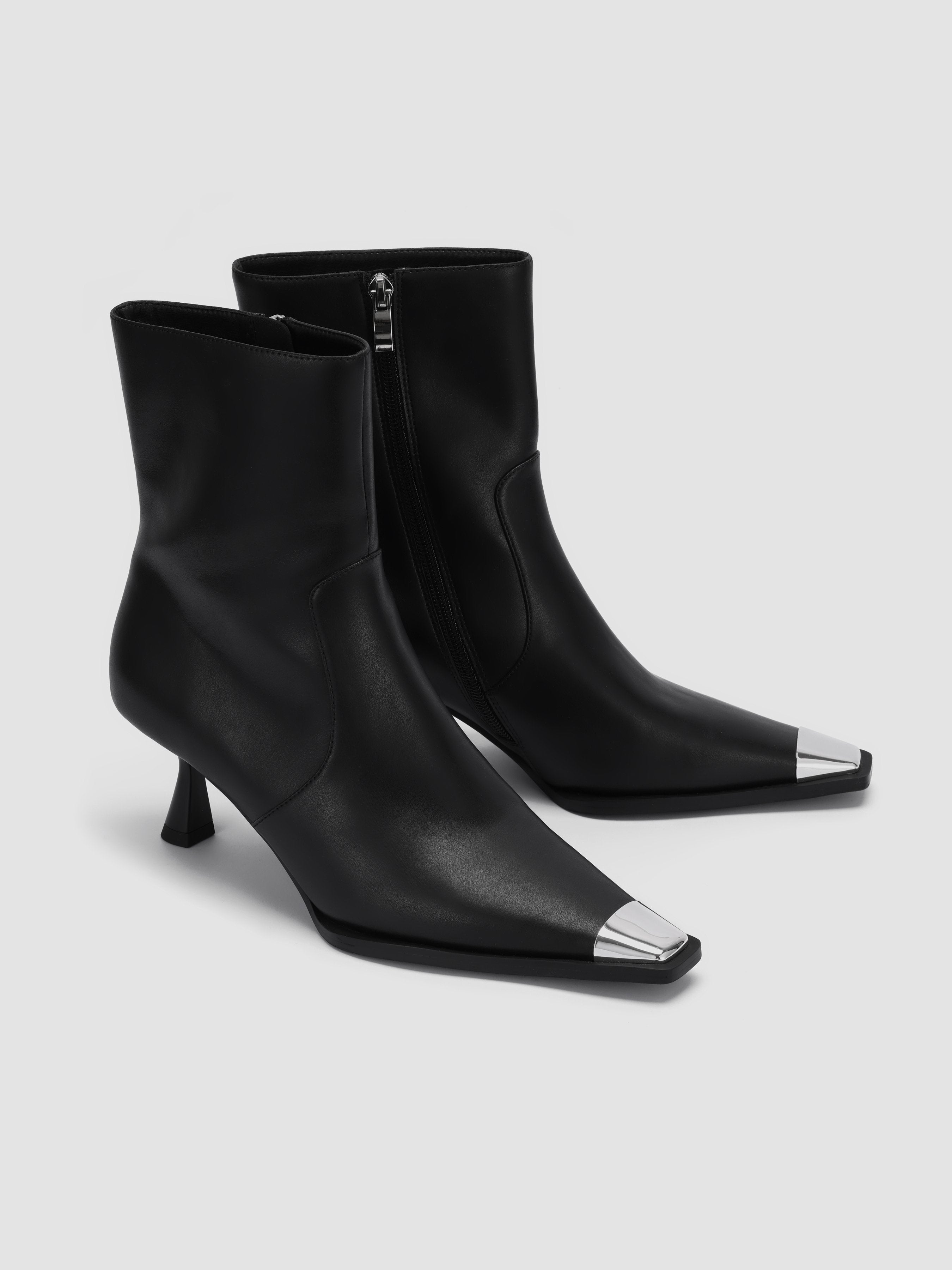 Pointed Toe Faux Leather Ankle Boots - Ahaselected