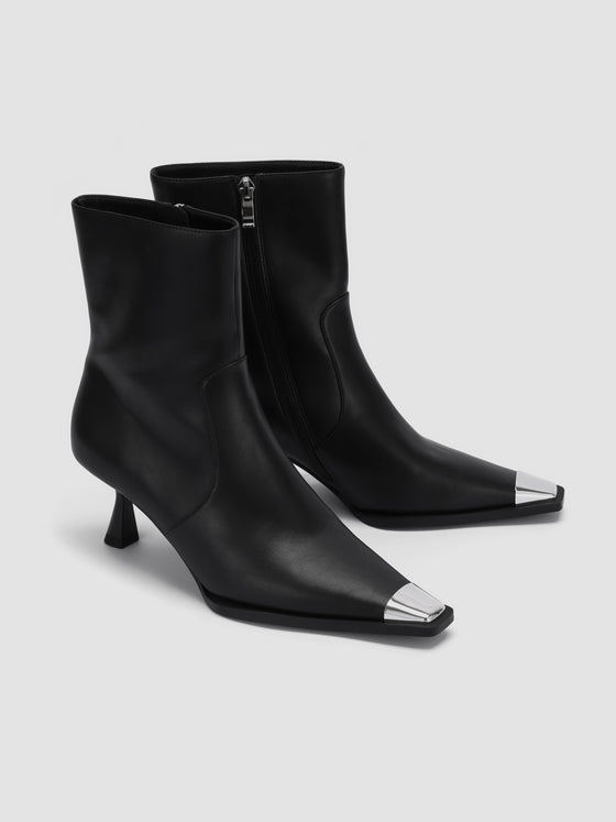 Pointed Toe Faux Leather Ankle Boots - Ahaselected