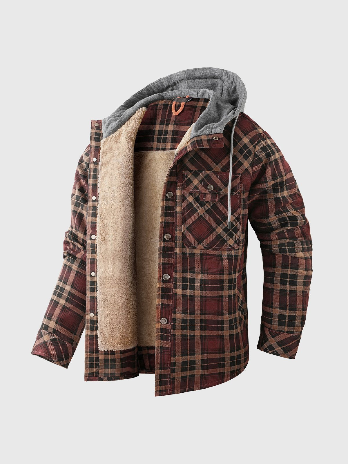 Corduroy Plaid Hooded Sherpa Lined Flannel Jacket - Ahaselected