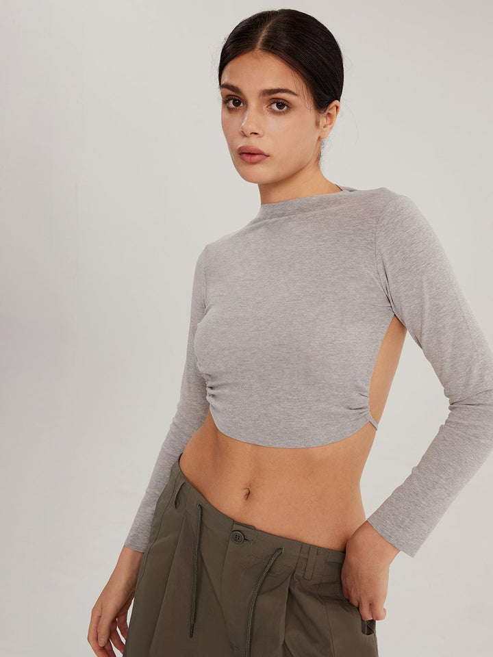 Open Tie Back Long Sleeve Top