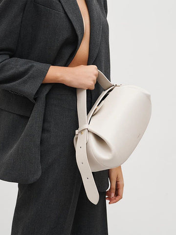 Buckle PU Oval Handbag