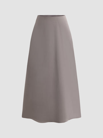 Sleek Satin A-Line Long Skirt