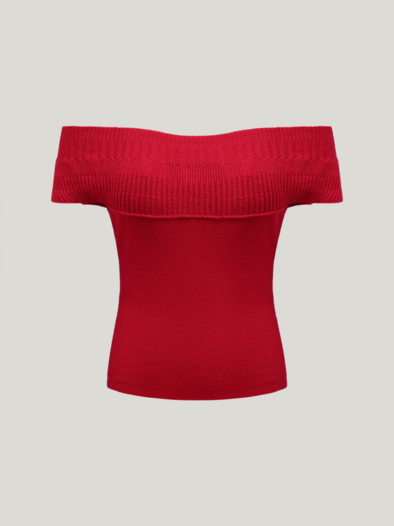 Kurzer One-Shoulder-Pullover für Damen