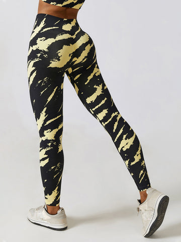 Seamless Printed Camo Yoga Leggings with Butt Lift