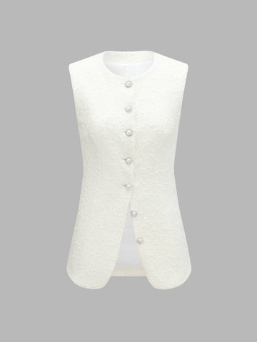 Sequin Tweed Vest Top