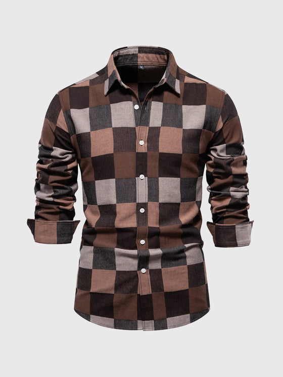 M's Plaid Button Up Cotton Shirt - Ahaselected