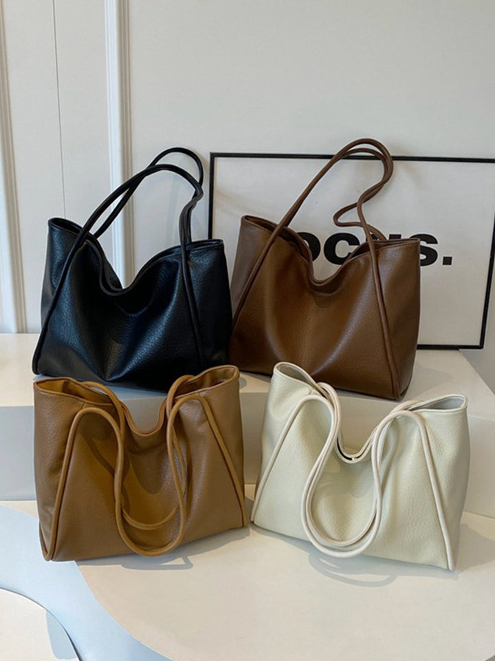 Solid Soft Versatile Shoulder Tote Bag