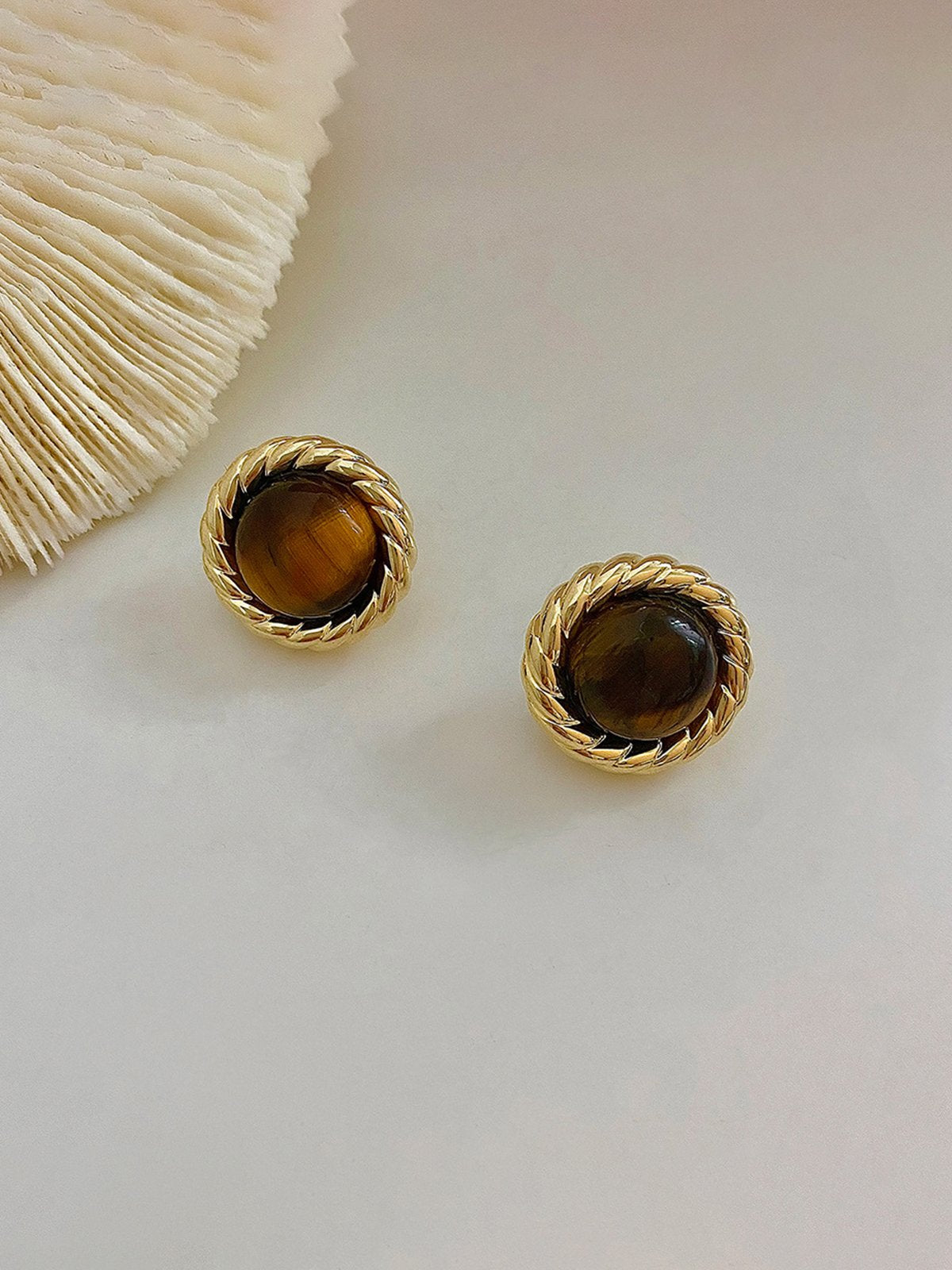 Natural Stone Twist Jewel Stud Earrings - Ahaselected