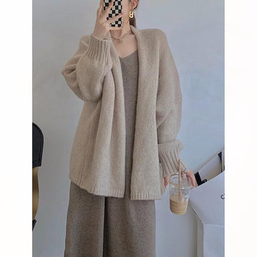 Knitted Top Long Cardigan