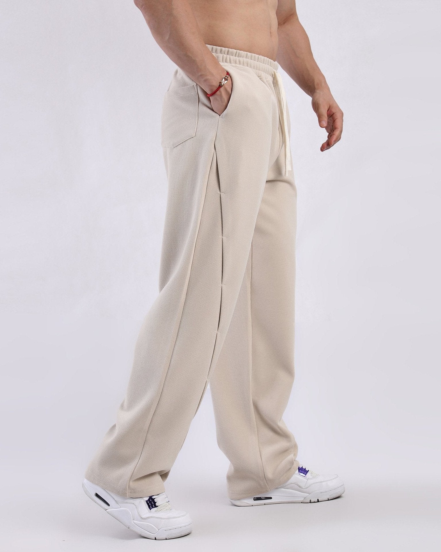 Waffle Textured Relaxed Fit Sweatpants - Ahaselected