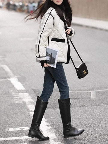 Street Style Round Neck Thickened Warm Coat