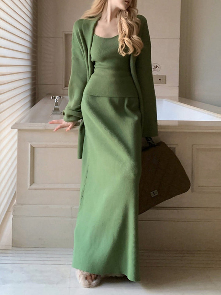 Vintage Casual Warm Knitted Three-Piece Set