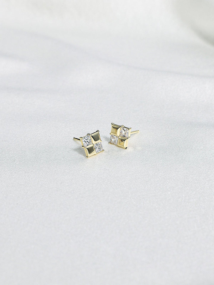 Square Metal Diamond Earrings
