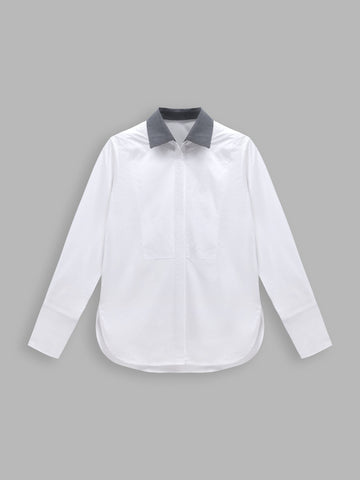 Detachable Contrast Collar Long-Sleeved Shirt
