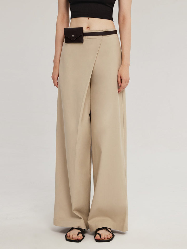 Asymmetrical Wide Leg Pants with Belt
