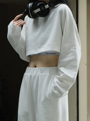 Trendy Athleisure Crop Sweatershirt