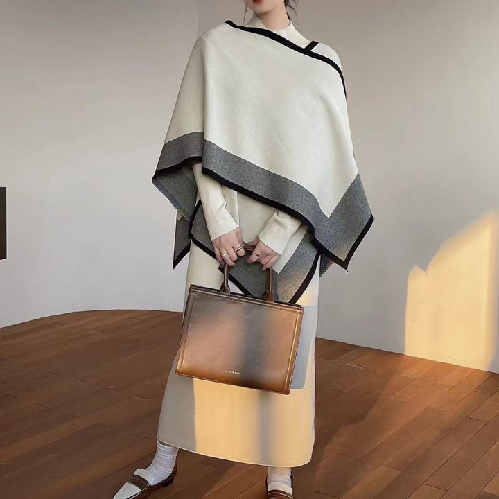 Pouch Colorblock Loose Knit Dress Set