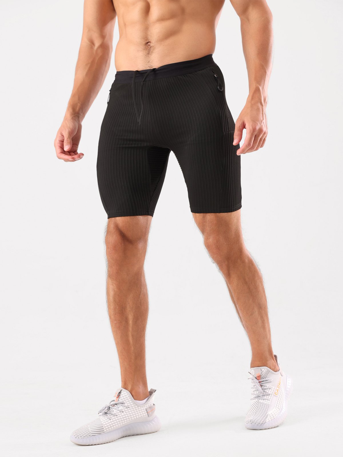 8" Pro Compression Lined Running Shorts with Zip Pockets - Ahaselected
