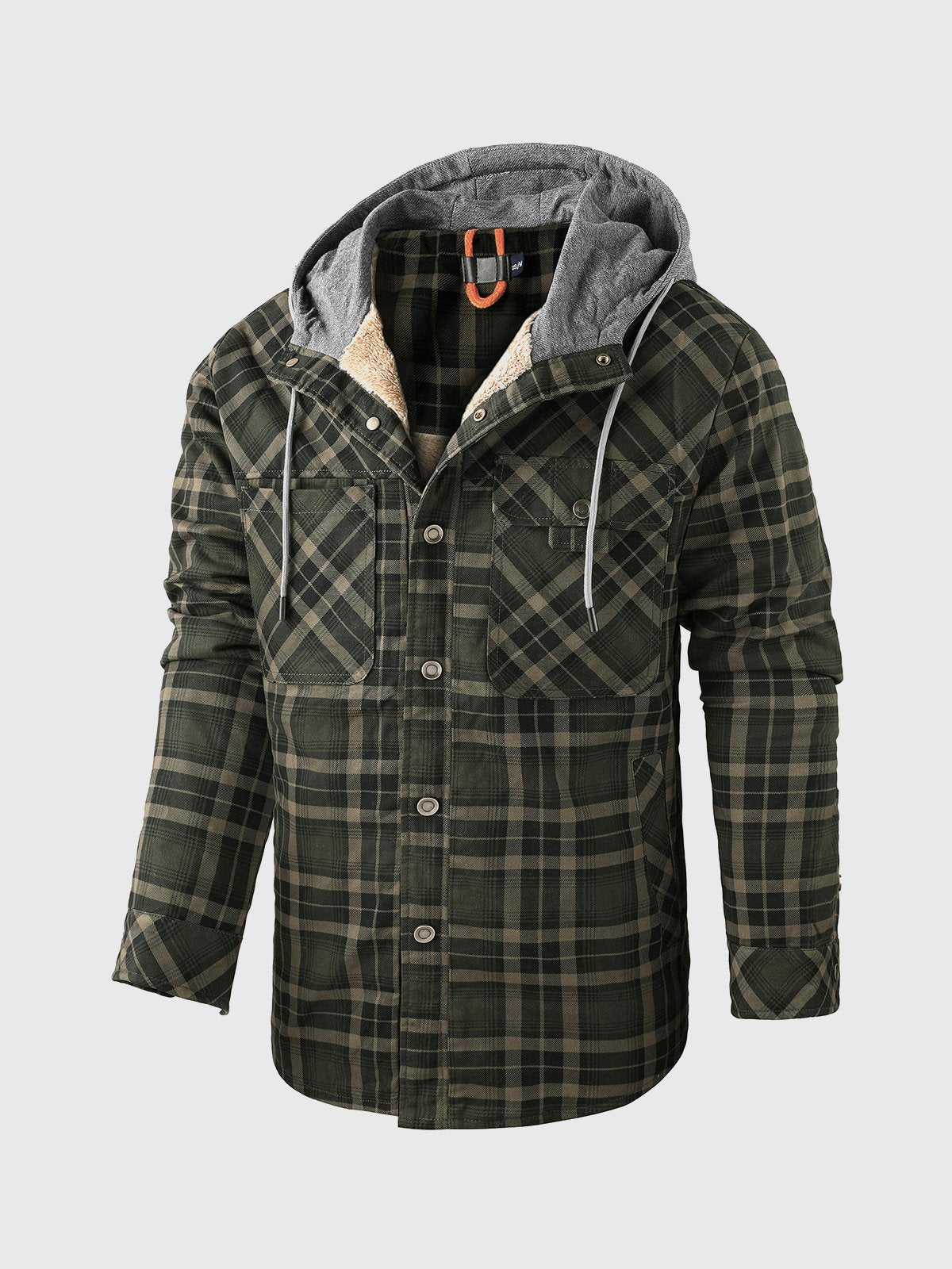 Corduroy Plaid Hooded Sherpa Lined Flannel Jacket - Ahaselected
