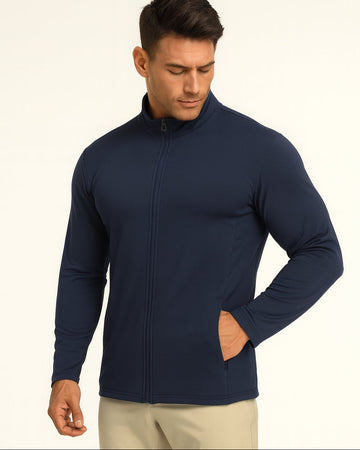 Men's Stand Collar Solid Color Casual Sports Jacket