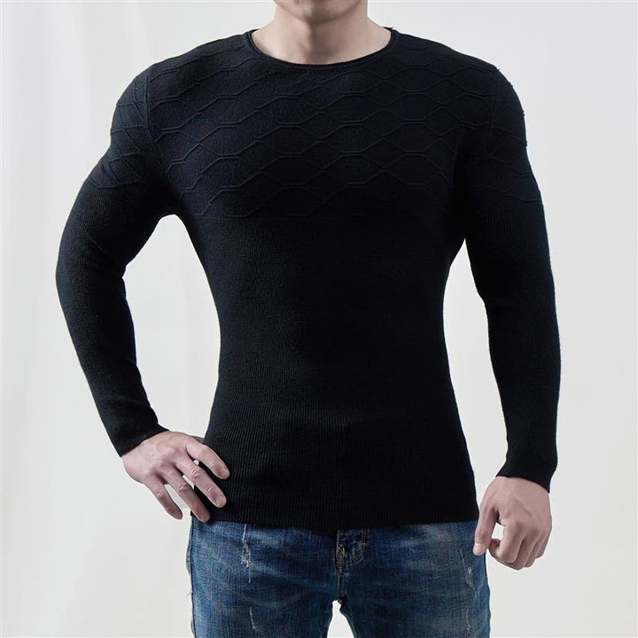 M's Muscle fit Sweater Grid Texture Pullover