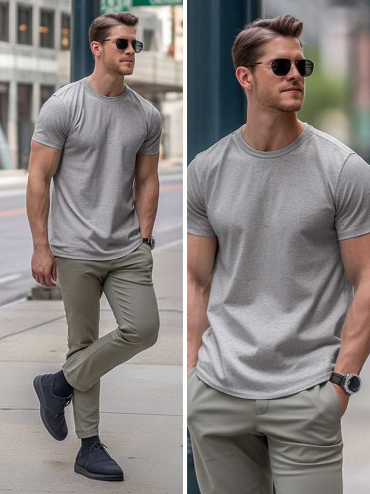 M's Stain Resistant Curved Hem T-shirt Tech Cotton