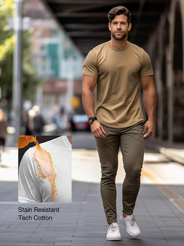 M's Stain Resistant Curved Hem T-shirt Tech Cotton