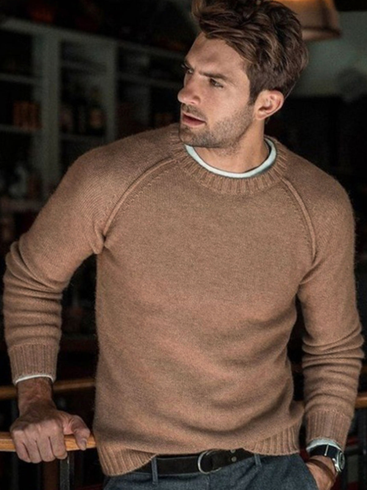 Crewneck Raglan Pullover Sweater - Ahaselected