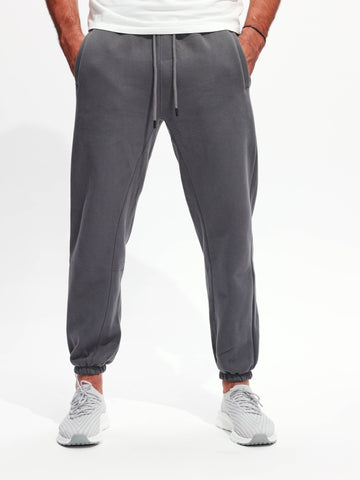 Pantaloni della tuta base in pile accogliente da uomo - Grigio vulcanico
