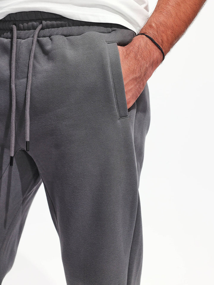 Pantaloni della tuta base in pile accogliente da uomo - Grigio vulcanico