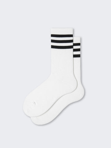 Color-Matching Striped Ribbed Crew Socks